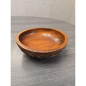 6" Hand-Carved Wood Bowl Salad Decor Handmade Rustic Artisan Tableware 092430
